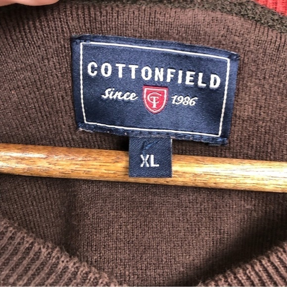 COTTONFIELD Vintage Brown Striped Dad Sweater XL - Picture 6 of 6